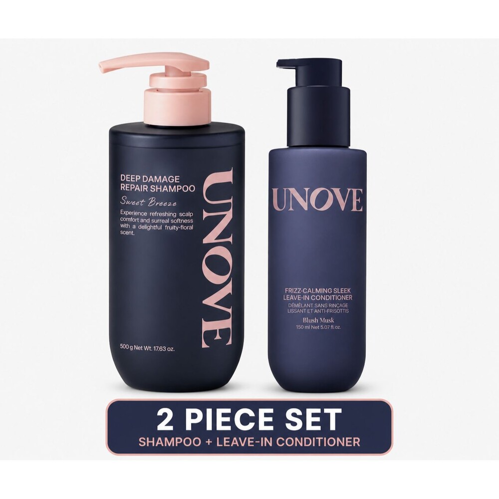 UNOVE Deep Damage Repair Shampoo & Frizz Calming Leave-In Conditioner 2pc NEW